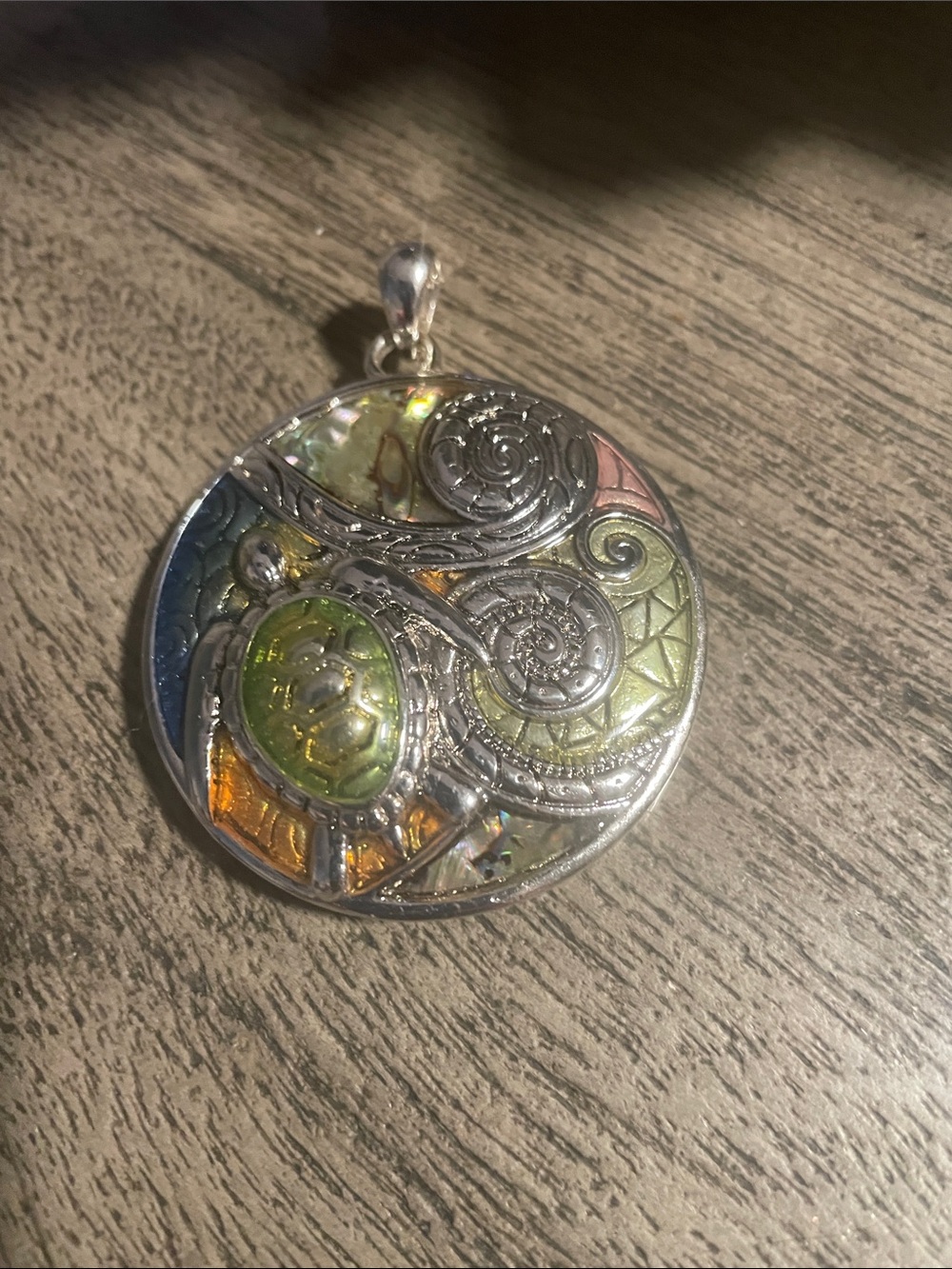Silver Multicolor Swirl Pendant Necklace - Women Jewelry